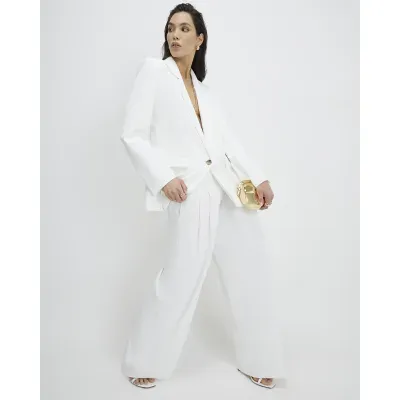 White Tailored Wide Leg Trousers