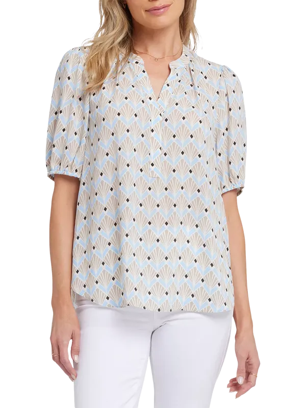 NYDJ Short Puff Sleeve Popover Blouse