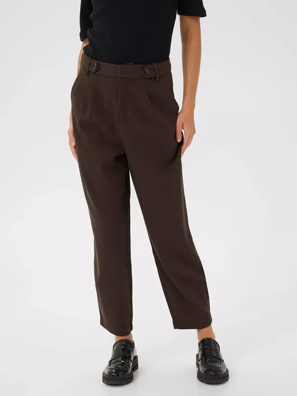 KAFFE Merle Cropped Trousers, Mid Brown