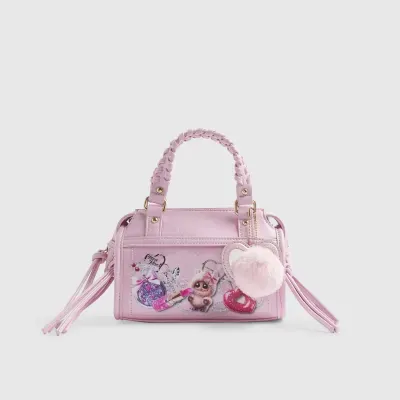 Girls Pink Printed Cross Body Bag