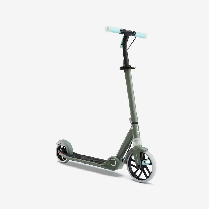 OXELO Kids' Scooter M900 - Khaki Green/Light Blue Accents