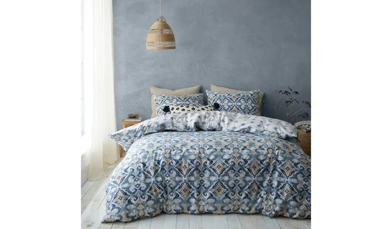 Pineapple Elephant Inara Ikat Indigo Blue Bedding Set