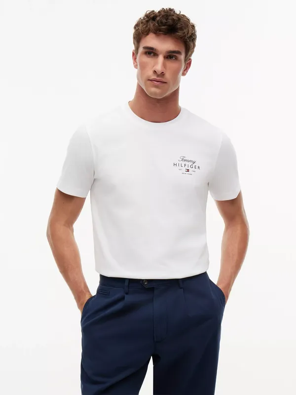 Tommy Hilfiger Stack Crew Neck Cotton T-Shirt, White