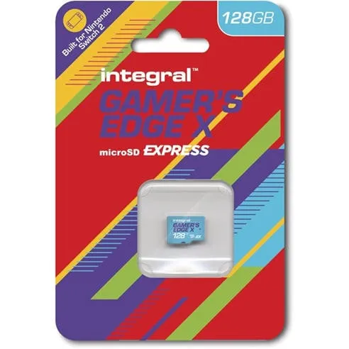 Integral 128GB Gamers Edge X Micro SD Express Card for Nintendo Switch 2 up to 890MB/s Read 550MB/s Write