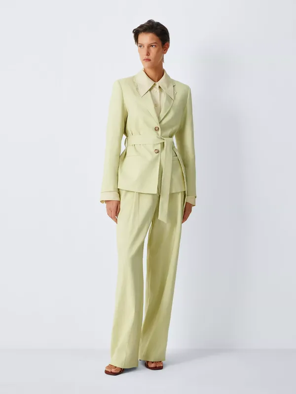 John Lewis x REJINA PYO Linen Rich Belted Blazer, Spring Green