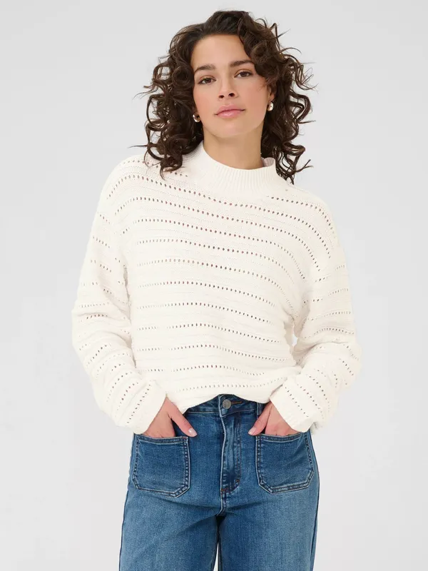 KAFFE Funnel Neck Cotton Blend Jumper