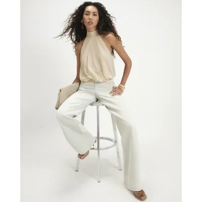 Blue Super Bleach Mid Rise Wide leg Jeans