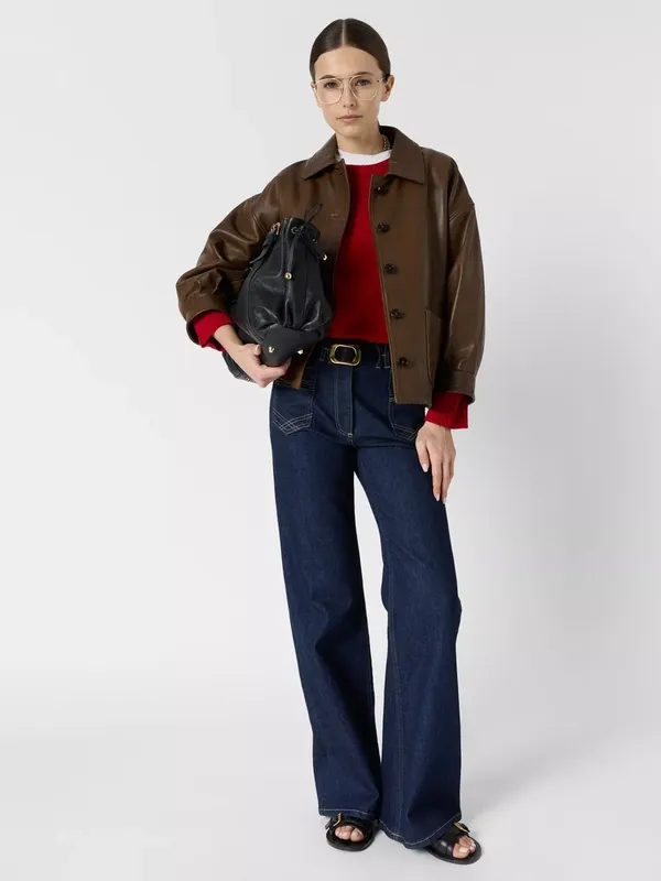 Gerard Darel Tinae Pure Leather Jacket, Brown