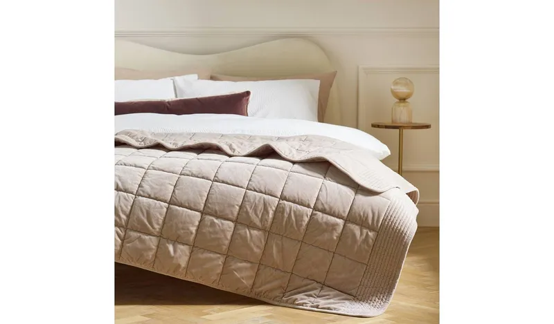 Habitat Velvet Quilted Bedspread