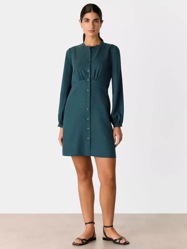 Whistles Button Front Flippy Mini Dress, Teal