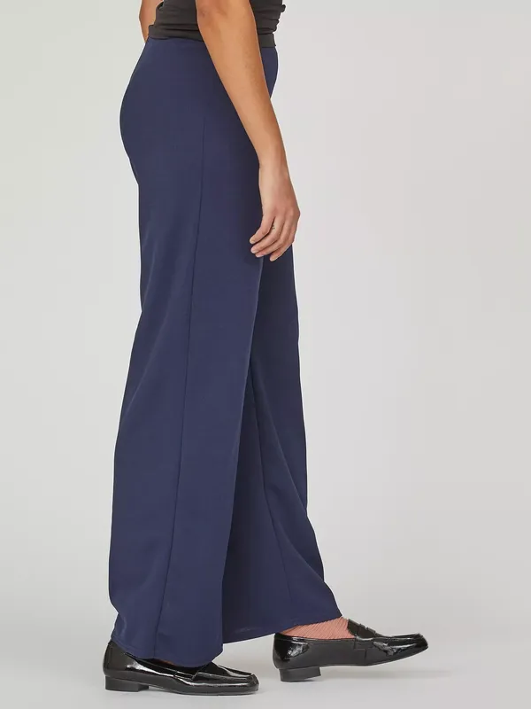 Sisters Point GLUT-PA.A Wide Leg Pull-On Jersey Trousers, Navy