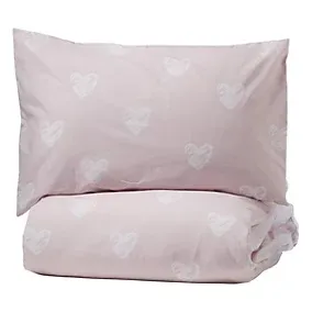 Squiggle Heart Pink & white Single Duvet cover & pillow case set