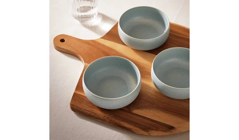 Habitat 3 Piece Reactive Stoneware Nibble Bowls - Blue