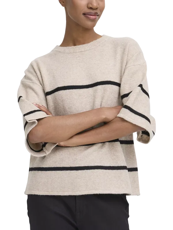 ICHI Dasila Stripe Elbow Sleeve Jumper