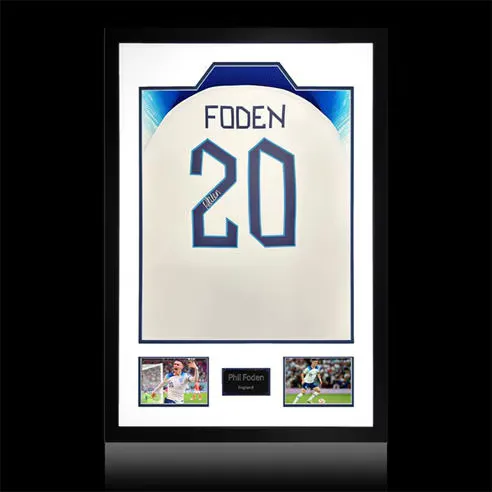 The Fan Cave Phil Foden Signed England Shirt Premium Frame
