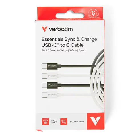 Verbatim Essentials Sync & Charge USB-C to C Cables 1M 2 pack
