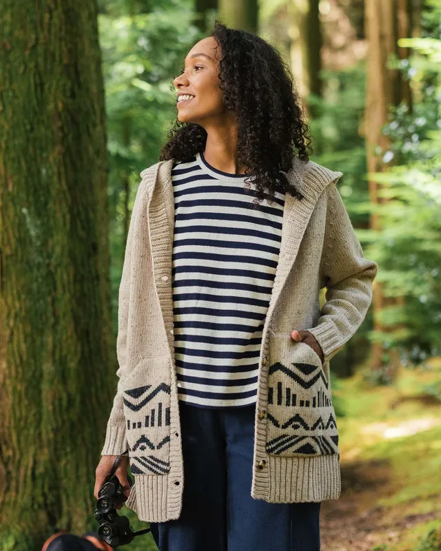 Passenger Clothing Snoozle Knitted Hooded Cardigan - Oatmeal
