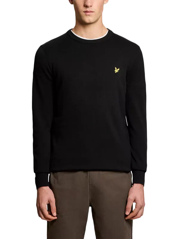 Lyle & Scott Cotton Crew Neck Jumper, Jet Black