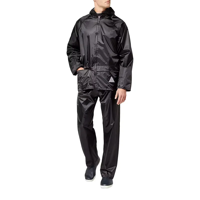 RESULT Mens Heavyweight Waterproof Rain Suit (Jacket & Trouser Suit) (Black)