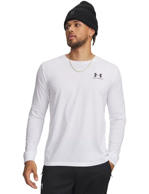 Under Armour Cotton Rich Crew Neck Long Sleeve Logo Top