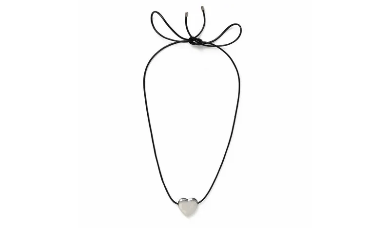 Freedom Silver Small Heart Black Cord Adjustable Necklace