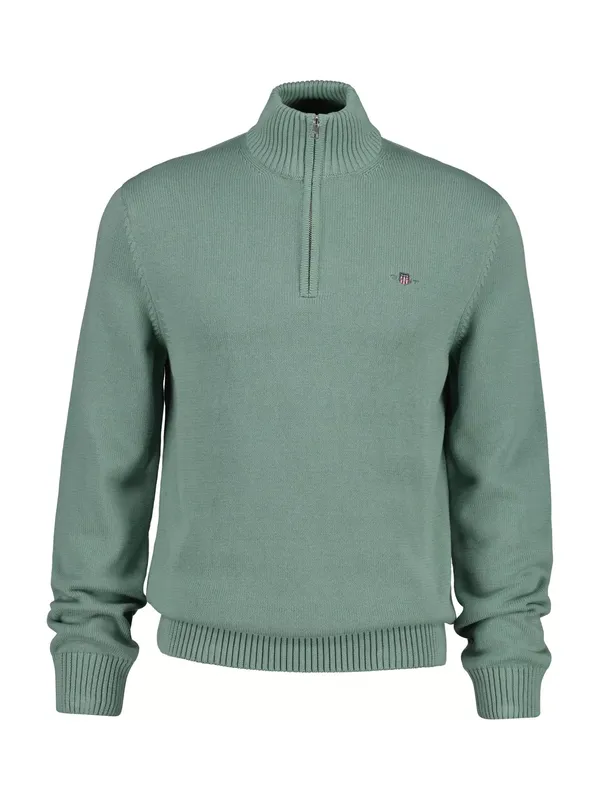 GANT Half Zip Cotton Jumper, Surplus Mint