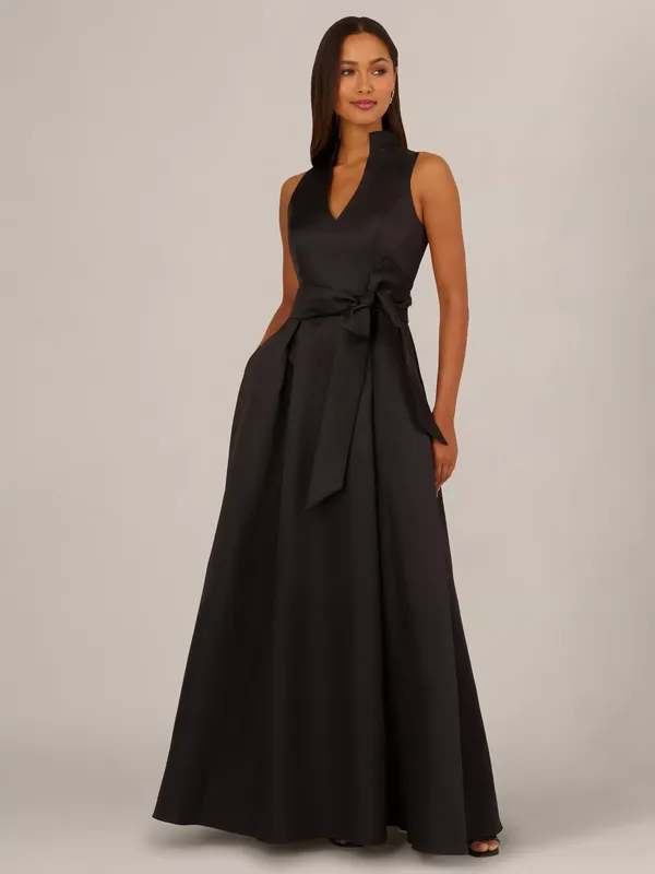 Adrianna Papell Mikado Tie Front Dress