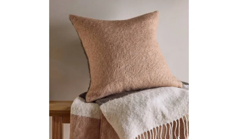 Habitat Faux Mohair Cushion - Neutral - 43x43cm