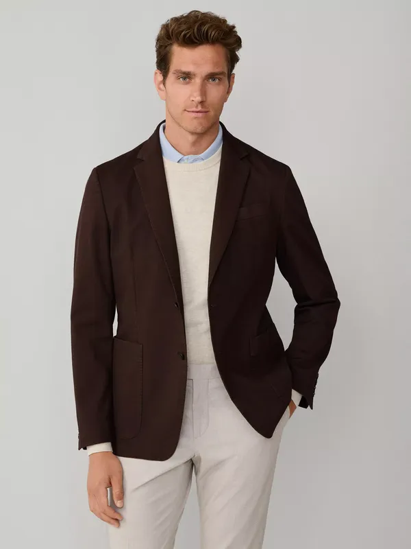Hackett London Unlined Shirt Jacket Block Blazer, Ebony Brown