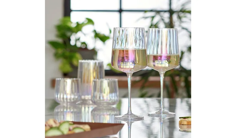 Habitat Iridescent Flute Wine Glass-Set of 4