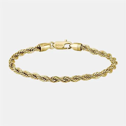 Boss Gents BOSS Myles Gold IP Rope Chain Bracelet