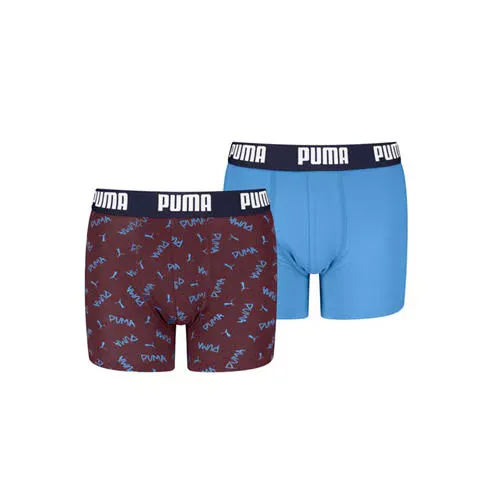 Puma Kids' Script Print 2 Pack Cotton Boxers