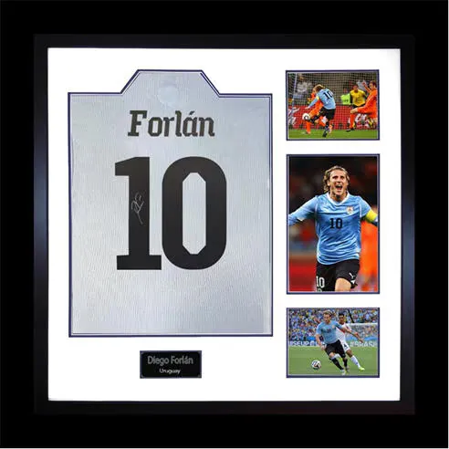 The Fan Cave Diego Forlan Signed Uruguay Shirt Elite Frame