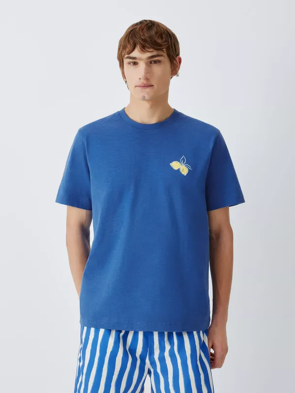 John Lewis Cotton Resort T-Shirt, Nouvean Blue