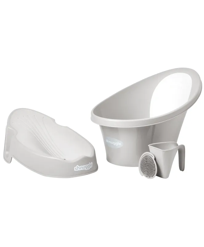 Shnuggle Newborn Baby Bath Essentials Bundle (4 Pieces) - Taupe