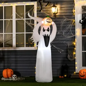 HOMCOM LED Floating Ghost Pumpkin - White