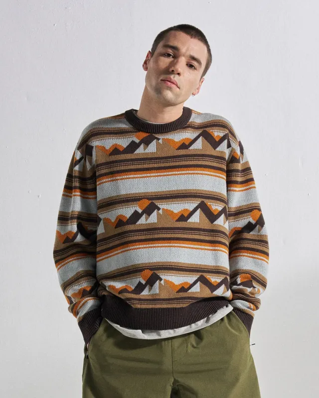 Passenger Clothing Panorama Lightweight Knitted Jumper - Views Caramel Stripe