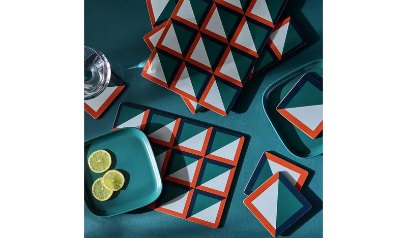 Habitat Geo Cube Set of 4 Placemats and Coasters - Green