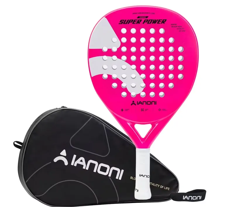 IANONI Adult S-Power Carbon Padel Racket, 3D Surface & EVA Flex Core + P Bag - Pink