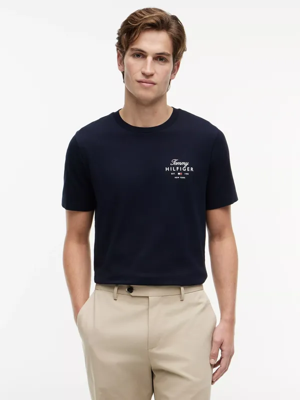 Tommy Hilfiger Stack Crew Neck Cotton T-Shirt, Navy