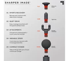 SHARPER IMAGE Powerboost Move Portable Percussion Massager - Grey
