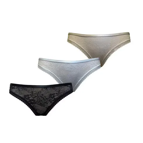 Be You Women's 3 Pack Microfibre Lace Brazilian Briefs