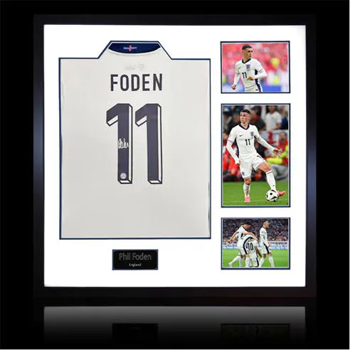The Fan Cave Phil Foden Signed England 2024 Shirt Elite Frame