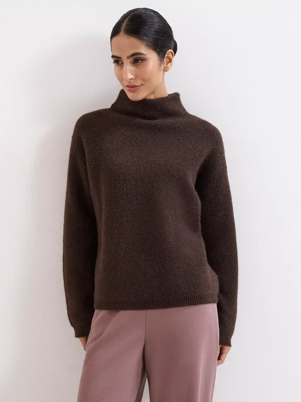 Phase Eight Zoe High Neck Jumper, Brown