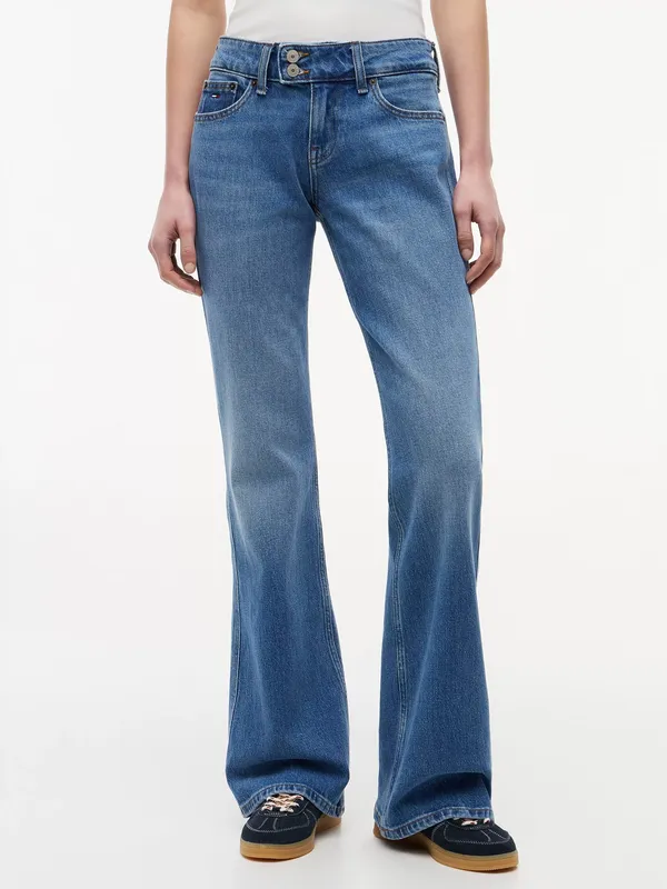 Tommy Hilfiger Faded Low Rise Bootcut Jeans, Blue Denim