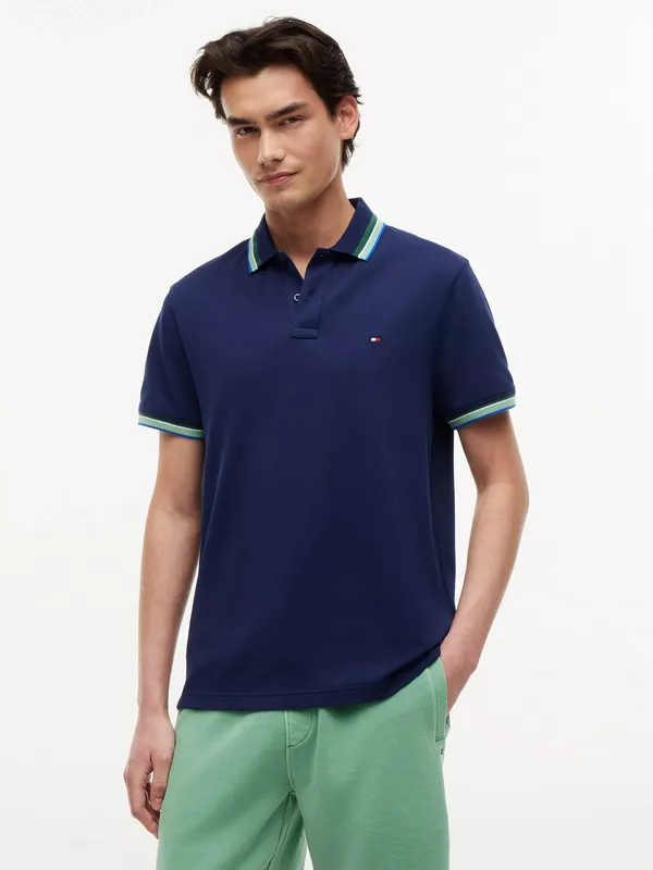 Tommy Hilfiger Cotton Blend Polo Shirt, Navy