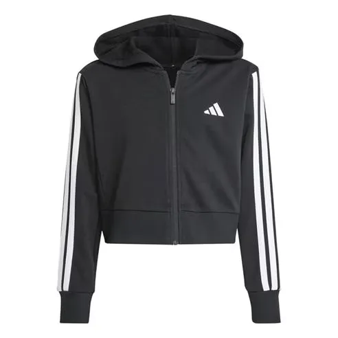 adidas Essentials Girls 3-Stripes Zip Track Top Hoodie