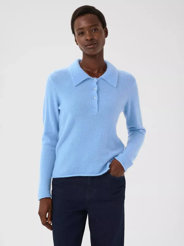 Part Two Silya Collared Wool Blend Jumper, Vista Blue