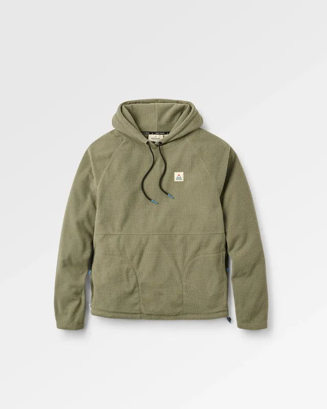 Passenger Clothing Point Grid Polar Fleece Hoodie - Dusty Olive