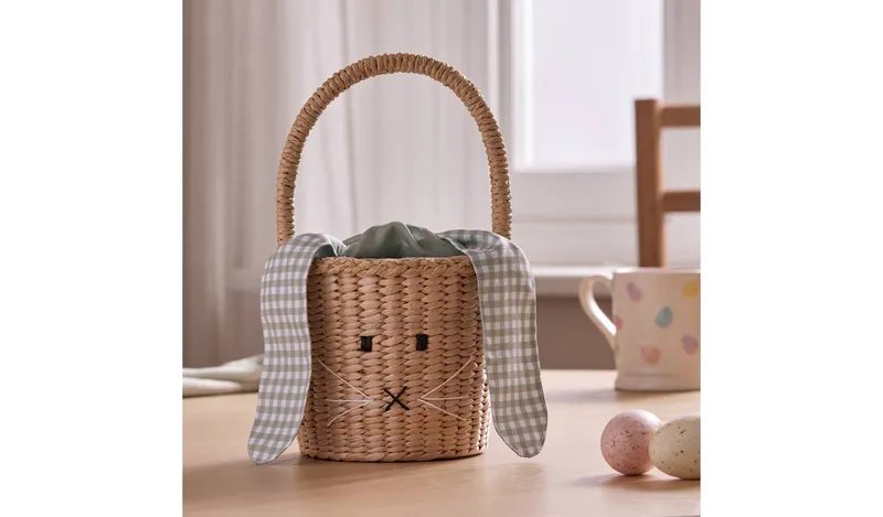 Argos Home Wicker And Fabric Bunny Basket Decoration